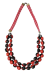 Les bijoux Jacaranda en graines naturelles : Collier modèle DOUBLE ORMOSIA ROUGE ET NOIR 0