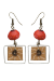 Les bijoux Jacaranda en graines naturelles : Boucles d'oreilles modèle CALEBASSE CADREE Rouge 3 0