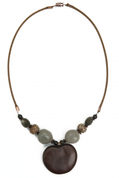 Bijou en graines naturelles : Collier modèle PETIT ENTADA Gris 0