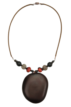 Bijou en graines naturelles : Collier modèle ENTADA Noir et rouge 0