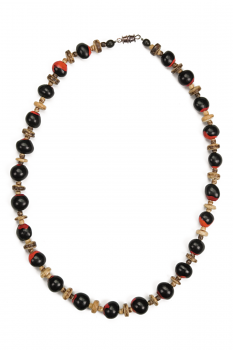 Bijou en graines naturelles : Collier modèle ORMOSIA COCO Noir et Rouge 0