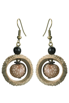 Bijou en graines naturelles : Boucles d'oreilles modÃ¨le CUPULE MarbrÃ© 0