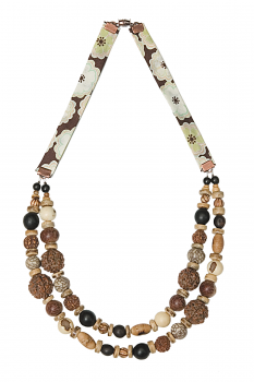 Bijou en graines naturelles : Collier modèle DOUBLE MIX CARAMEL 0