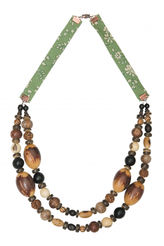 Bijou en graines naturelles : Collier modèle DOUBLE MIX MARRON 0