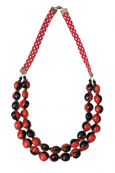 Bijou en graines naturelles : Collier modÃ¨le DOUBLE ORMOSIA ROUGE ET NOIR 0