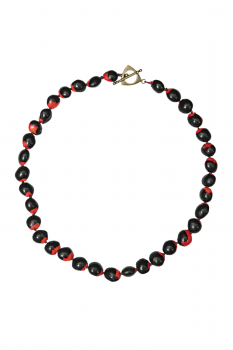 Bijou en graines naturelles : Collier modèle RAS DE COU ORMOSIA ROUGE ET NOIR 0