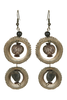 #BOCGAZ1 - Boucles d'oreilles modèle CUPULE Gris et Marbré