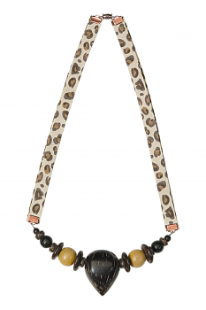 Bijou en graines naturelles : Collier modèle PALMIER A HUILE LEOPARD 0