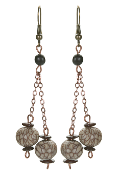 Bijou en graines naturelles : Boucles d'oreilles modèle PENDANT Marbré 0
