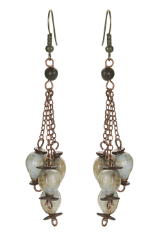 Bijou en graines naturelles : Boucles d'oreilles modèle PENDANT Blanc 0