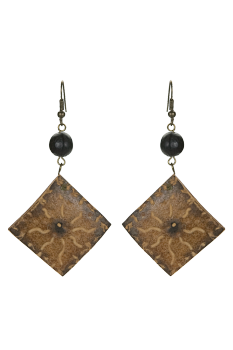 #BOKGSA1 - Boucles d'oreilles modèle CALEBASSE GRAVEE Noir