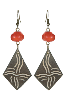 #BOKGCR1 - Boucles d'oreilles modÃ¨le CALEBASSE GRAVEE Rouge
