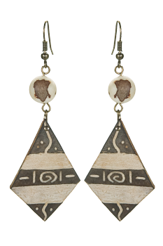 Bijou en graines naturelles : Boucles d'oreilles modÃ¨le CALEBASSE GRAVEE CrÃ¨me 2  0