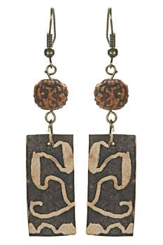 #BOKGSH2 - Boucles d'oreilles modèle CALEBASSE GRAVEE Caramel 2