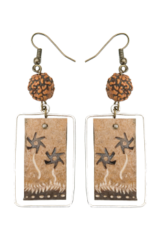 #BOKMSHF - Boucles d'oreilles modèle CALEBASSE CADREE Caramel