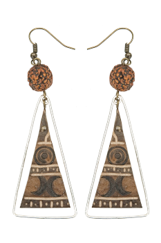 Bijou en graines naturelles : Boucles d'oreilles modÃ¨le CALEBASSE CADREE Caramel 2 0
