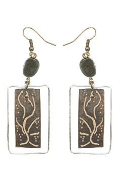 Bijou en graines naturelles : Boucles d'oreilles modÃ¨le CALEBASSE CADREE Grise 0