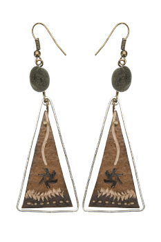 Bijou en graines naturelles : Boucles d'oreilles modÃ¨le CALEBASSE CADREE Grise 5 0