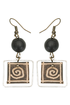 #BOKMSAE - Boucles d'oreilles modèle CALEBASSE CADREE Noir 2