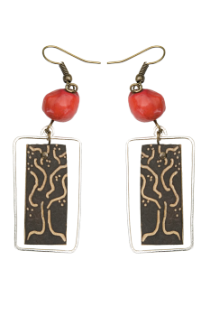 #BOKMCRA - Boucles d'oreilles modÃ¨le CALEBASSE CADREE Rouge 2