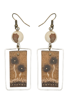 #BOKMPBF - Boucles d'oreilles modèle CALEBASSE CADREE Crème