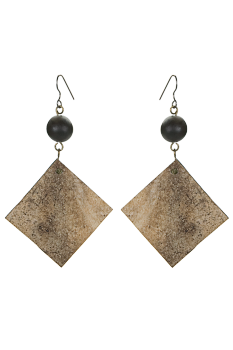 #BOKLSAV - Boucles d'oreilles modèle CALEBASSE NATURE Noir