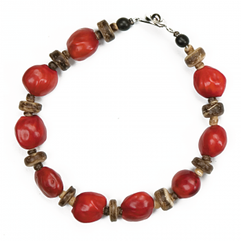Bijou en graines naturelles : Bracelet modèle CACONNIER Rouge COCO 0